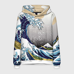 Толстовка-худи мужская The great wave off kanagawa, цвет: 3D-белый