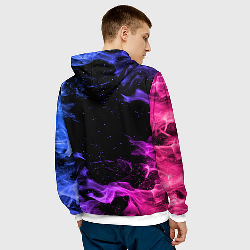 Мужская толстовка ОГОНЬ НЕОН / 3D-Белый – фото 4