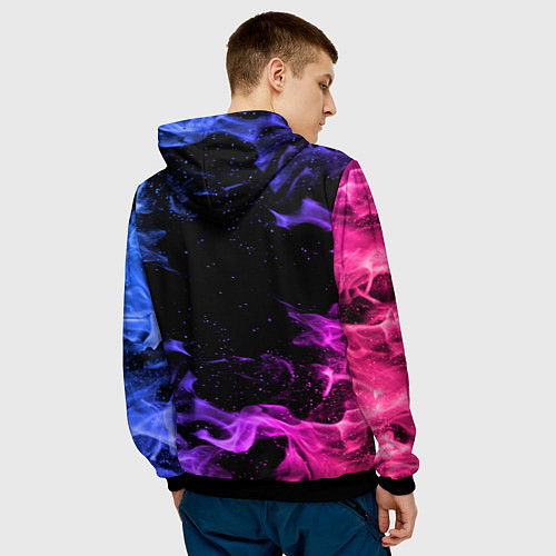 Мужская толстовка ОГОНЬ НЕОН / 3D-Черный – фото 4