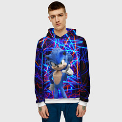 Толстовка-худи мужская Sonic, цвет: 3D-белый — фото 2