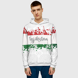 Толстовка-худи мужская Таджикистан, цвет: 3D-белый — фото 2