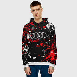 Толстовка-худи мужская AUDI, цвет: 3D-белый — фото 2