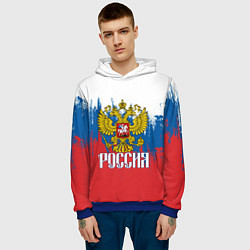 Толстовка-худи мужская РОССИЯ ТРИКОЛОР, цвет: 3D-синий — фото 2