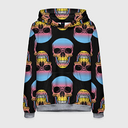 Толстовка-худи мужская Neon skull!, цвет: 3D-меланж