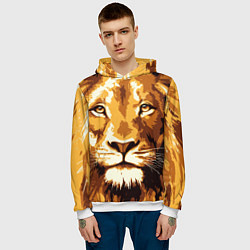 Толстовка-худи мужская Взгляд льва, цвет: 3D-белый — фото 2