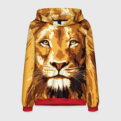 Толстовка-худи мужская Взгляд льва, цвет: 3D-красный