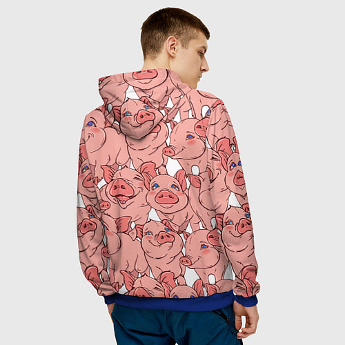 Мужская толстовка Свиньи / 3D-Синий – фото 4