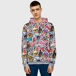 Толстовка-худи мужская MIX, цвет: 3D-меланж — фото 2