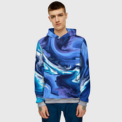 Толстовка-худи мужская Абстрактные волны, цвет: 3D-меланж — фото 2
