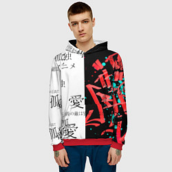 Толстовка-худи мужская Японские надписи, цвет: 3D-красный — фото 2