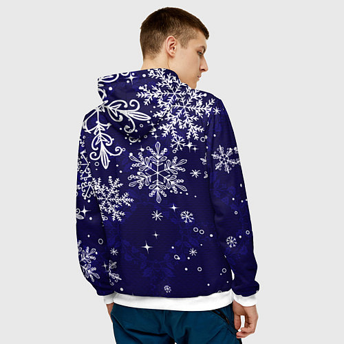 Мужская толстовка Новогодние снежинки / 3D-Белый – фото 4