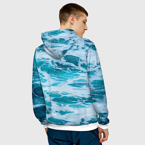 Мужская толстовка Вода волны пена море / 3D-Белый – фото 4