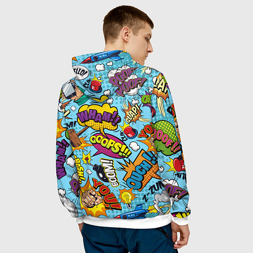 Мужская толстовка Pop art comics / 3D-Белый – фото 4