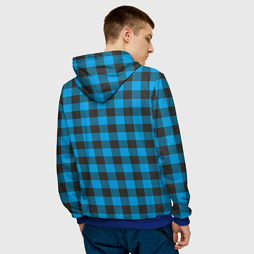 Мужская толстовка Голубая клетка / 3D-Синий – фото 4
