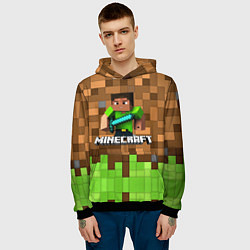 Толстовка-худи мужская Minecraft logo heroes, цвет: 3D-черный — фото 2