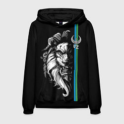 Мужская толстовка Узбекистан - суровый лев