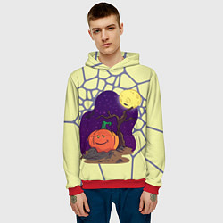 Толстовка-худи мужская Halloween Мозайка, цвет: 3D-красный — фото 2