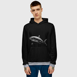 Толстовка-худи мужская Акула, цвет: 3D-меланж — фото 2