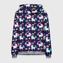 Толстовка-худи мужская Unicorn pattern, цвет: 3D-меланж