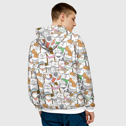 Мужская толстовка Большая семья котиков / 3D-Белый – фото 4
