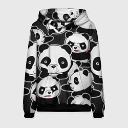 Толстовка-худи мужская Смешные панды, цвет: 3D-черный