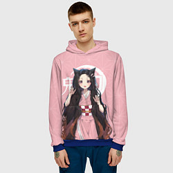 Толстовка-худи мужская Nezuko, цвет: 3D-синий — фото 2