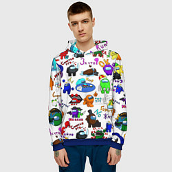 Толстовка-худи мужская AMONG US STICKERBOMBING, цвет: 3D-синий — фото 2