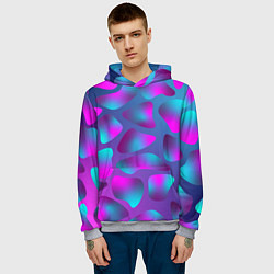 Толстовка-худи мужская Неоновые капли, цвет: 3D-меланж — фото 2