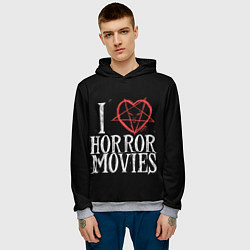 Толстовка-худи мужская I Love Horror Movies, цвет: 3D-меланж — фото 2