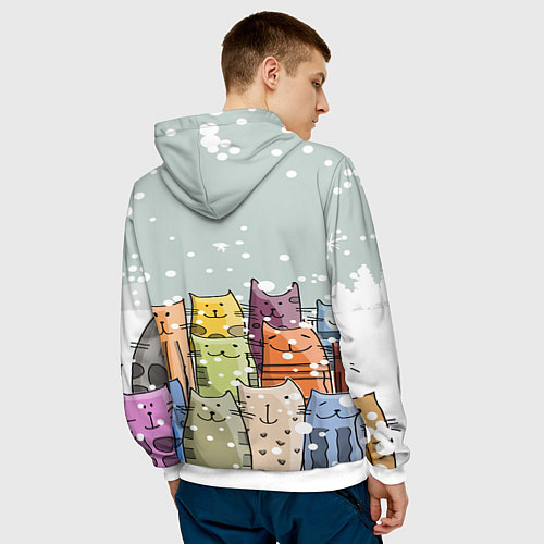 Мужская толстовка Котики / 3D-Белый – фото 4