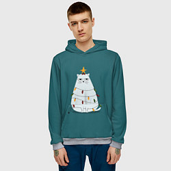 Толстовка-худи мужская Кото-ёлка, цвет: 3D-меланж — фото 2