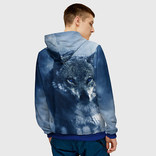 Мужская толстовка Красивый волк / 3D-Синий – фото 4