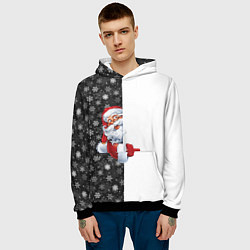 Толстовка-худи мужская Дедушка Мороз, цвет: 3D-черный — фото 2