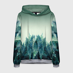 Толстовка-худи мужская Акварельный лес градиент, цвет: 3D-меланж