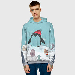 Толстовка-худи мужская Милый пингвин, цвет: 3D-меланж — фото 2