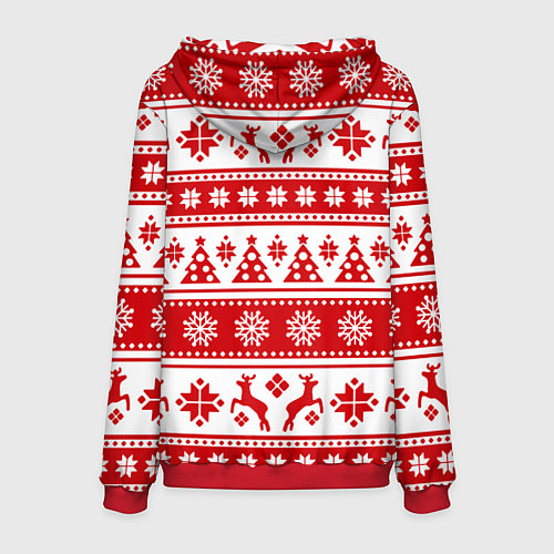 Мужская толстовка Новый Год Олени и снежинки / 3D-Красный – фото 2