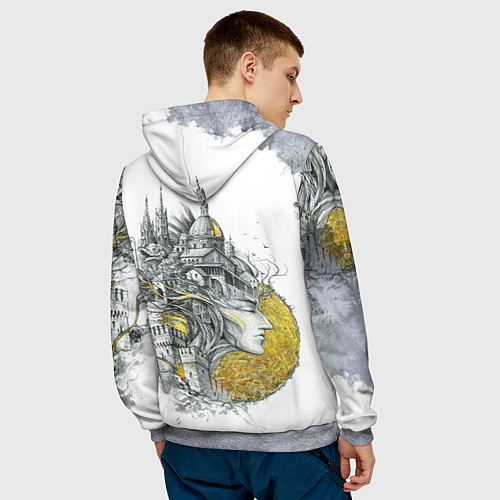 Мужская толстовка Город в голове / 3D-Меланж – фото 4