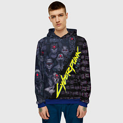 Толстовка-худи мужская Cyberpunk 2077, цвет: 3D-синий — фото 2
