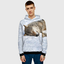Толстовка-худи мужская Спящий Волк, цвет: 3D-черный — фото 2