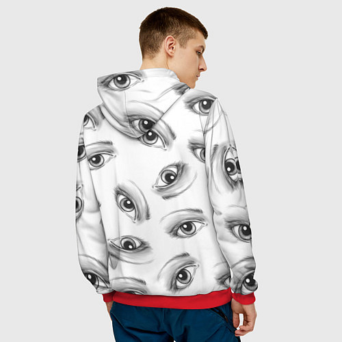 Мужская толстовка Глаза / 3D-Красный – фото 4