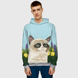 Толстовка-худи мужская Grumpy Cat, цвет: 3D-меланж — фото 2