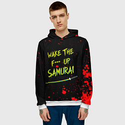 Толстовка-худи мужская WAKE THE F*** UP SAMURAI, цвет: 3D-белый — фото 2