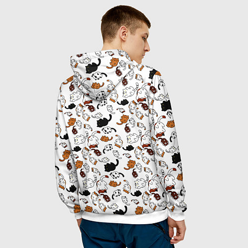 Мужская толстовка Коты Паттерн / 3D-Белый – фото 4