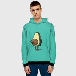 Толстовка-худи мужская Авокадо, цвет: 3D-черный — фото 2