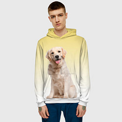 Толстовка-худи мужская Лабрадор ретривер пес, цвет: 3D-белый — фото 2