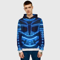 Толстовка-худи мужская Неоновая броня Neon Armor, цвет: 3D-белый — фото 2