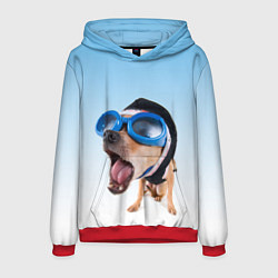 Толстовка-худи мужская Собака в очках, цвет: 3D-красный