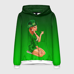 Мужская толстовка Девушка лепрекон в зеленом