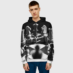 Толстовка-худи мужская Шахматы, цвет: 3D-белый — фото 2