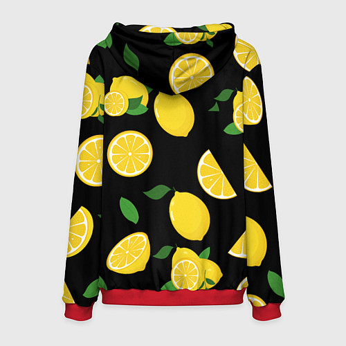 Мужская толстовка Лимоны на чёрном / 3D-Красный – фото 2